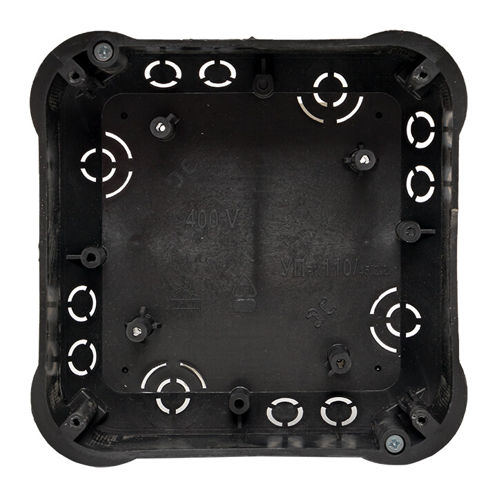 Коробка распаячная КМП-020-008 для полых стен, 110х110х45, полистирол, черная/белая, метал.лапки, IP