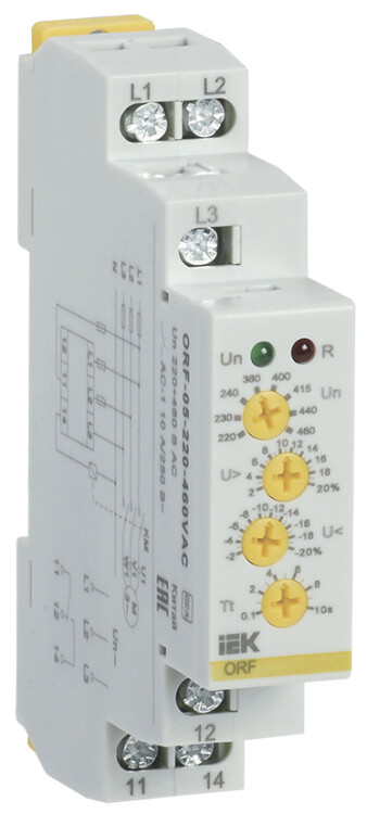 Реле контроля фаз ORF 05. 3-фаз. 10А 220-460 В AC IEK