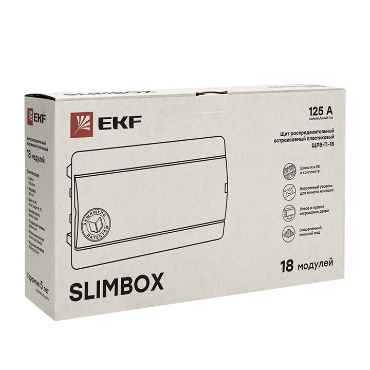 Щит распред. встраиваемый ЩРВ-П-18 "SlimBox" белая дверца IP41 EKF PROxima