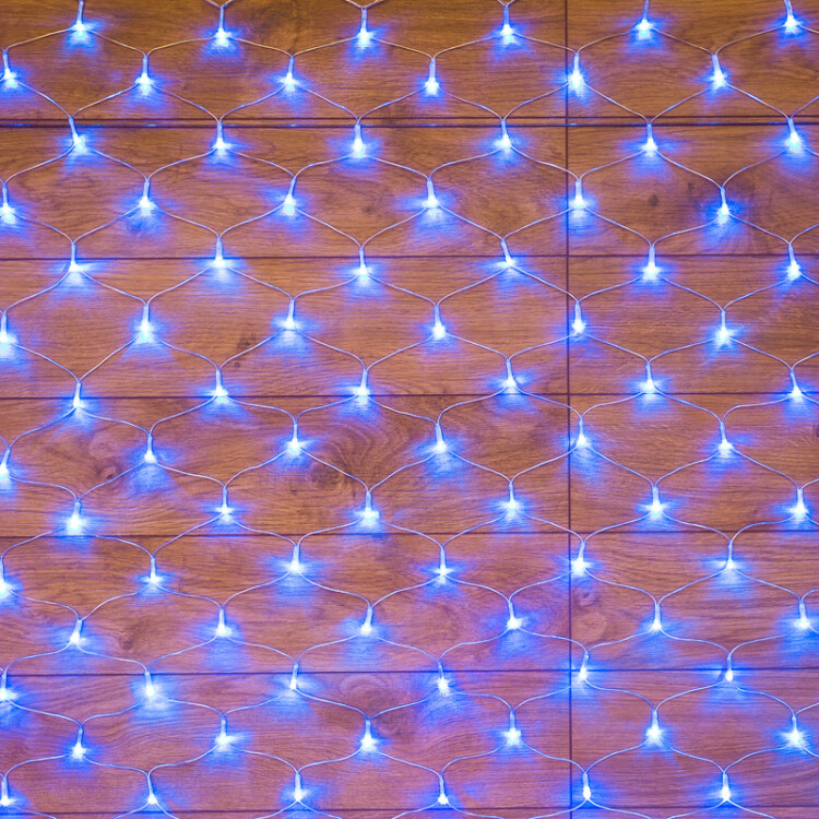 РАСПРОДАЖА Гирлянда-сетка эл. (LED)  1,5х1,5м, прозрачный ПВХ, 150 LED Синие IP20 Neon-Night