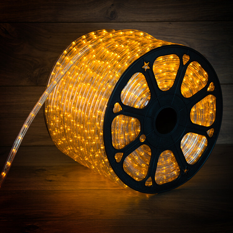 Шнур (лента) LED круг.d13мм желт. (мод. резки 1м) постоян.свеч.(фиксинг) Neon-Night