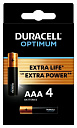 Батарейки Duracell 5014062 ААА алкалиновые 1,5v 4 шт. LR03-4BL Optimum