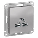 Розетка USB-А 2-я 2,1А, алюминий  ATLAS DESIGN-USB-розетки (зарядные устройства) - купить по низкой цене в интернет-магазине, характеристики, отзывы | АВС-электро