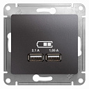 GLOSSA USB РОЗЕТКА, 5В/2100мА, 2х5В/1050мА, механизм, ГРАФИТ-USB-розетки (зарядные устройства) - купить по низкой цене в интернет-магазине, характеристики, отзывы | АВС-электро